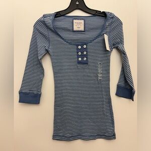 New Vintage Blue and White Striped XS Long Sleeve Women’s Juniors Top